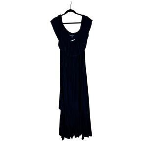 lane Bryant womens size 26/28 midi dress black tiered off shoulder scoop neck